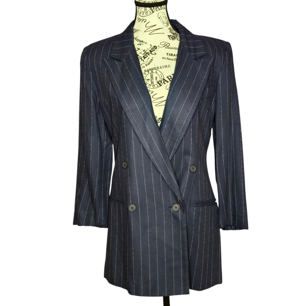 Express NWOT Pinstripe Double Breasted Navy Blue Blazer S